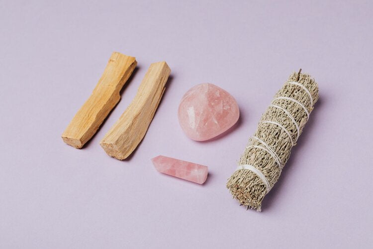 Palo Santo, rose Quartz and sage smudge stick