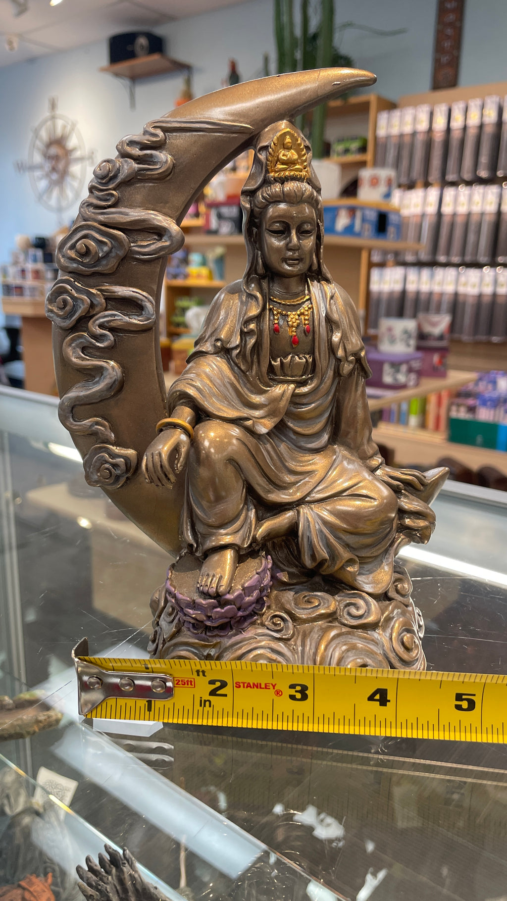 Kwan Yin on Crescent Moon Statue - ST15