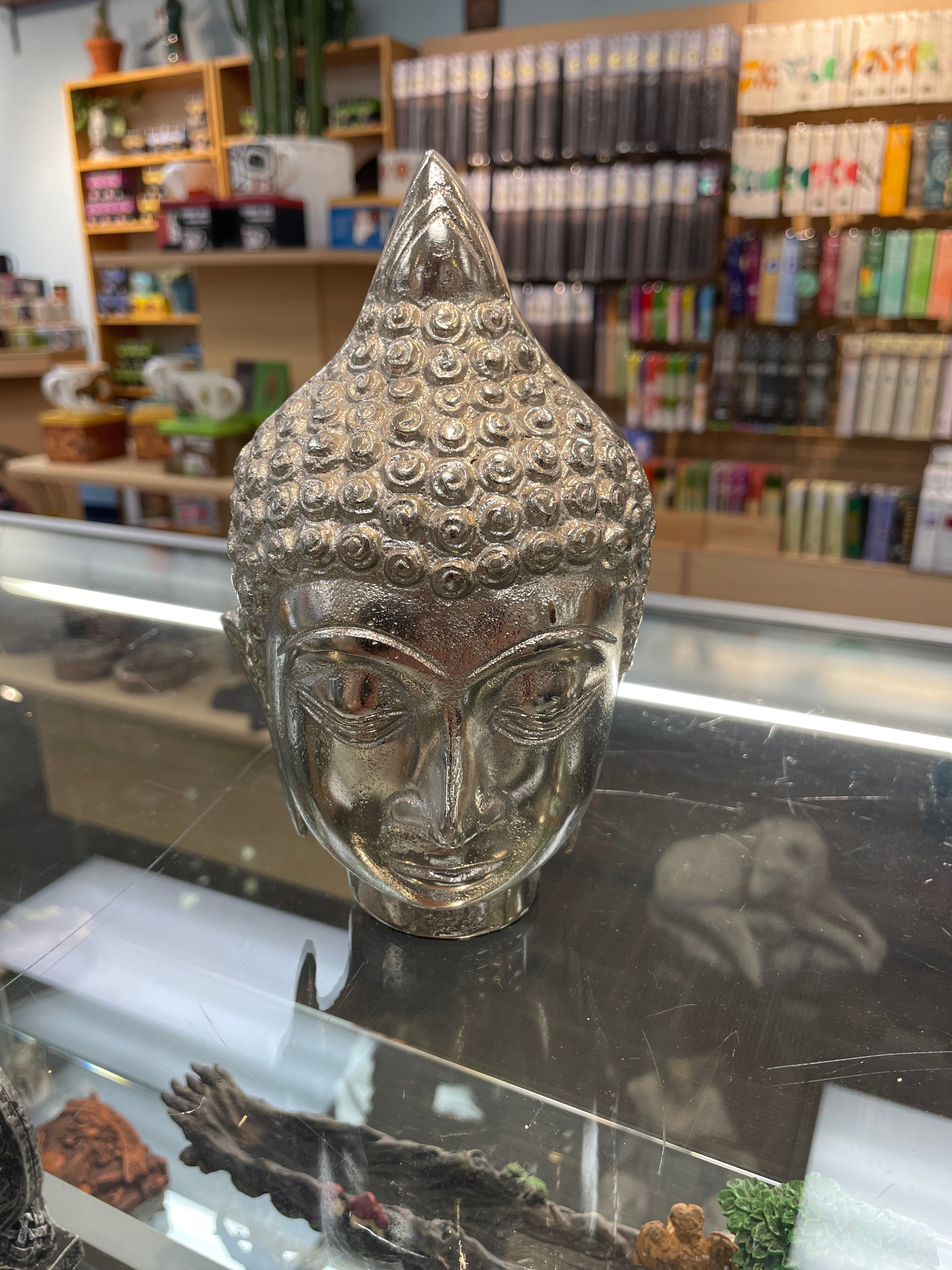 Silver Buddha Head Statue - ST05
